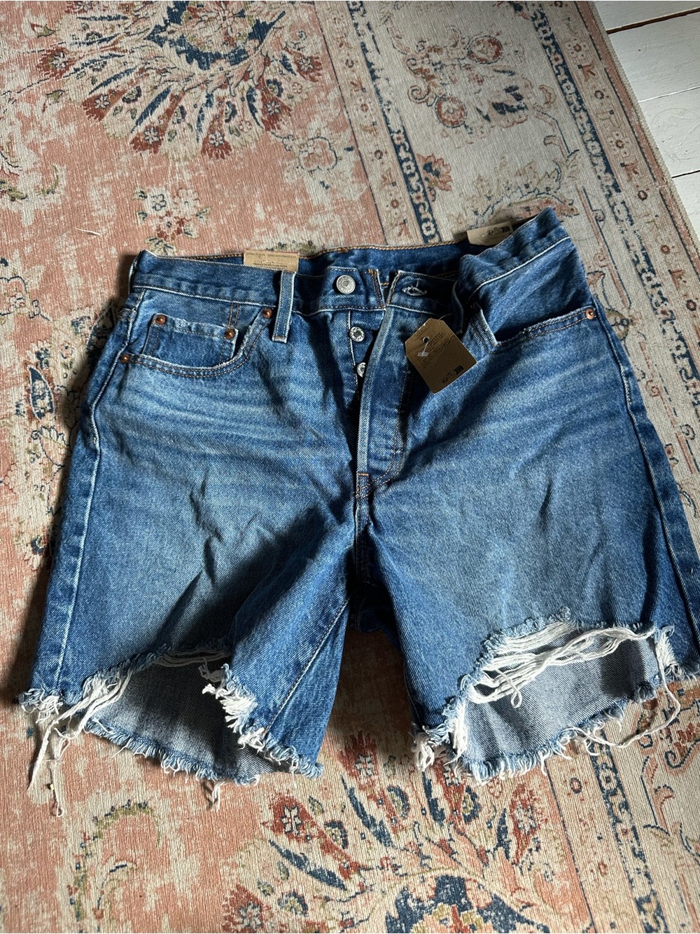 Levi's Blue Distressed Cutoff Jean Shorts